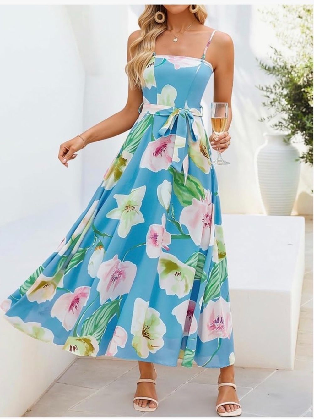 NWT STRAP OR STRAPLESS BLUE FLORAL SUNDRESS-S - Picture 4 of 16
